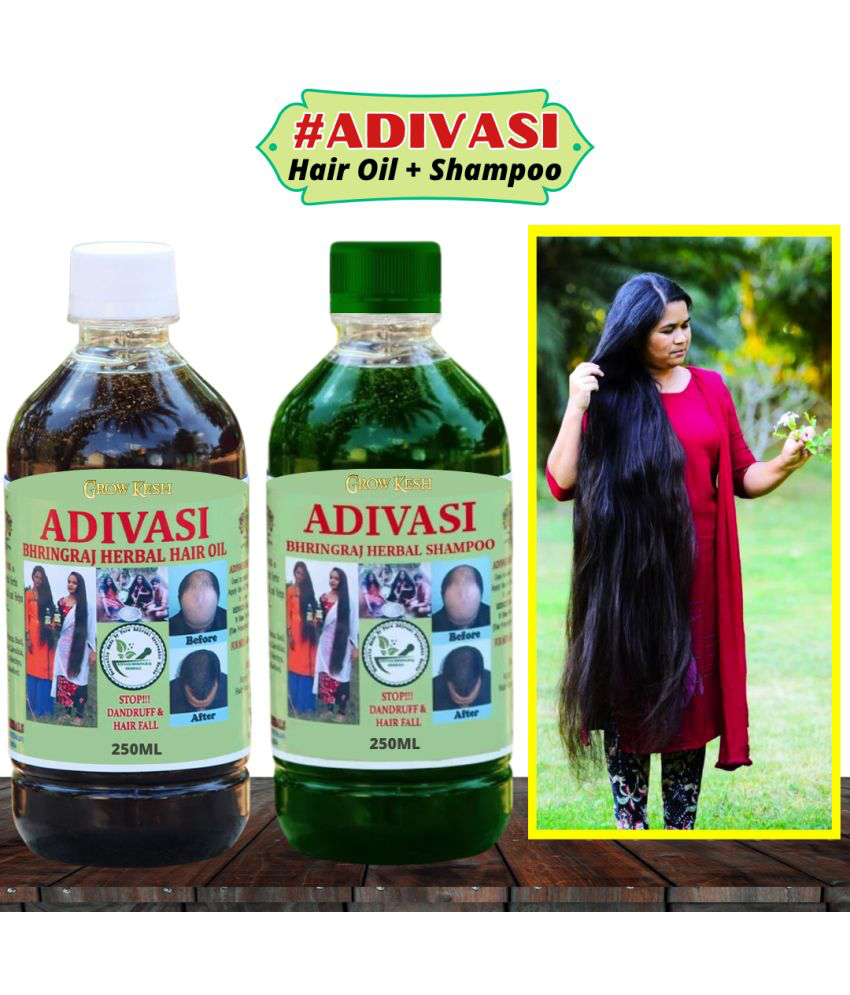     			Adivasi Bhringraj Natural Herbal Hair Growth Hair Oil and Shampoo Combo(250 ml)Pack Of 2