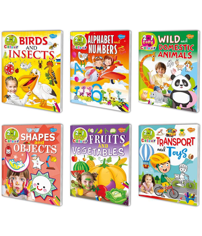     			Complete 2 in 1 Copy to Colour Books Combo | Pack of 6 Books
