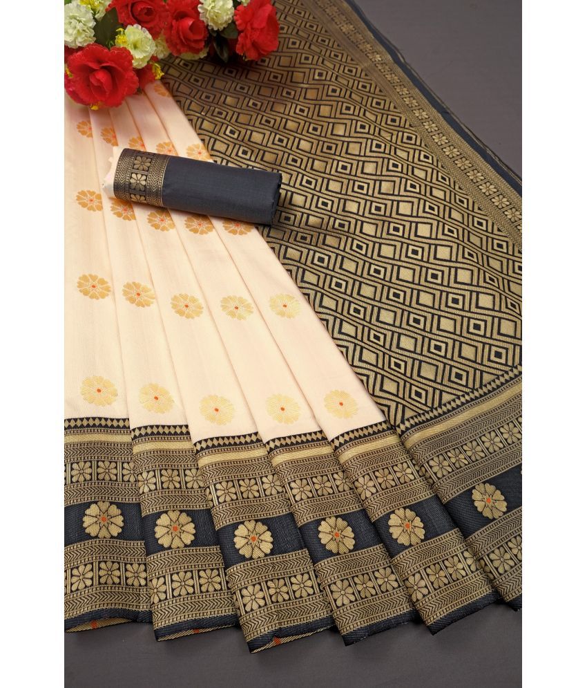     			JULEE Silk Woven Saree With Blouse Piece - Beige ( Pack of 1 )