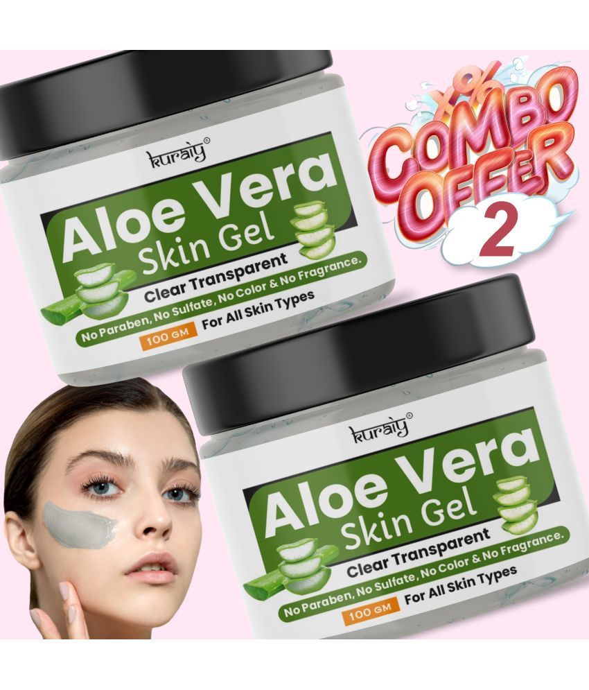     			KURAIY Aloe Vera Skin Brightening & Shining Pimple Free Face Gel for All Skin Types 100g Pack of 2