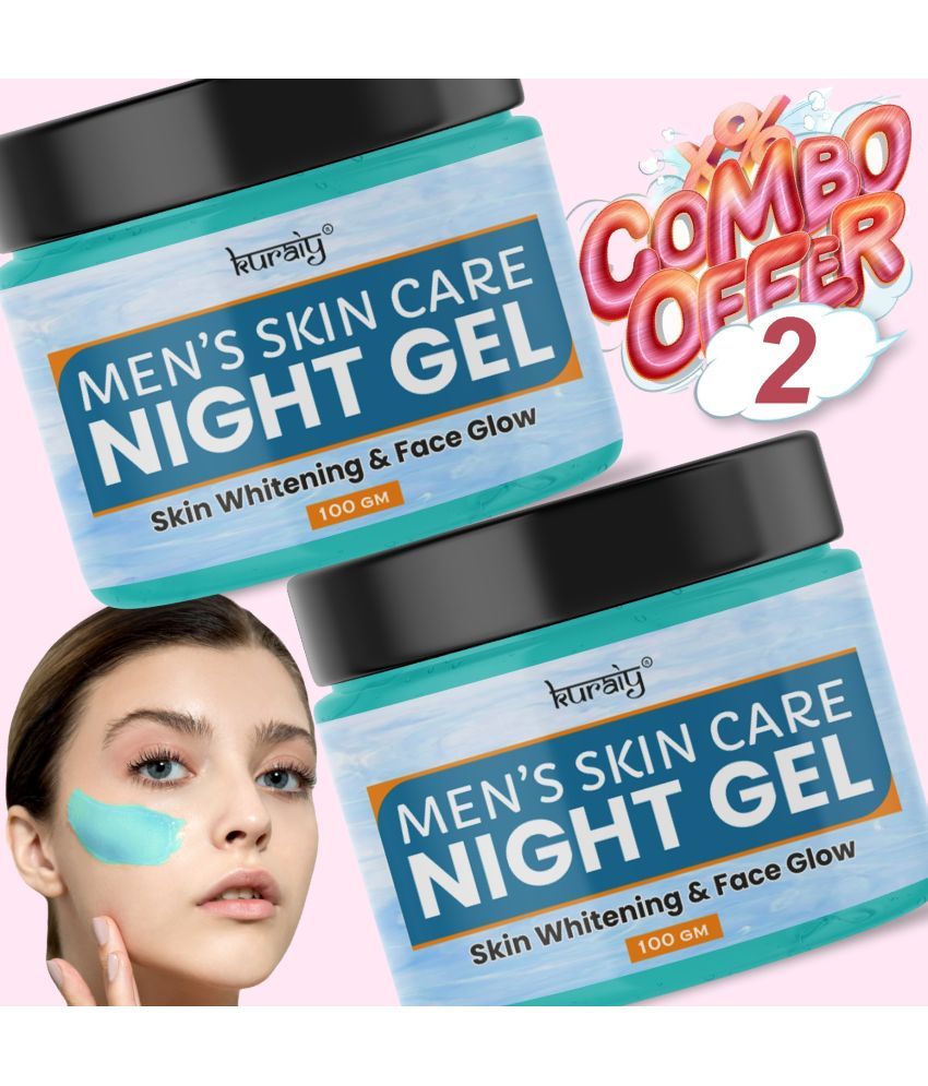     			KURAIY Men's Night Gel Skin Whitening & Skin Glow Face Gel for All Skin Types 100g Pack of 2