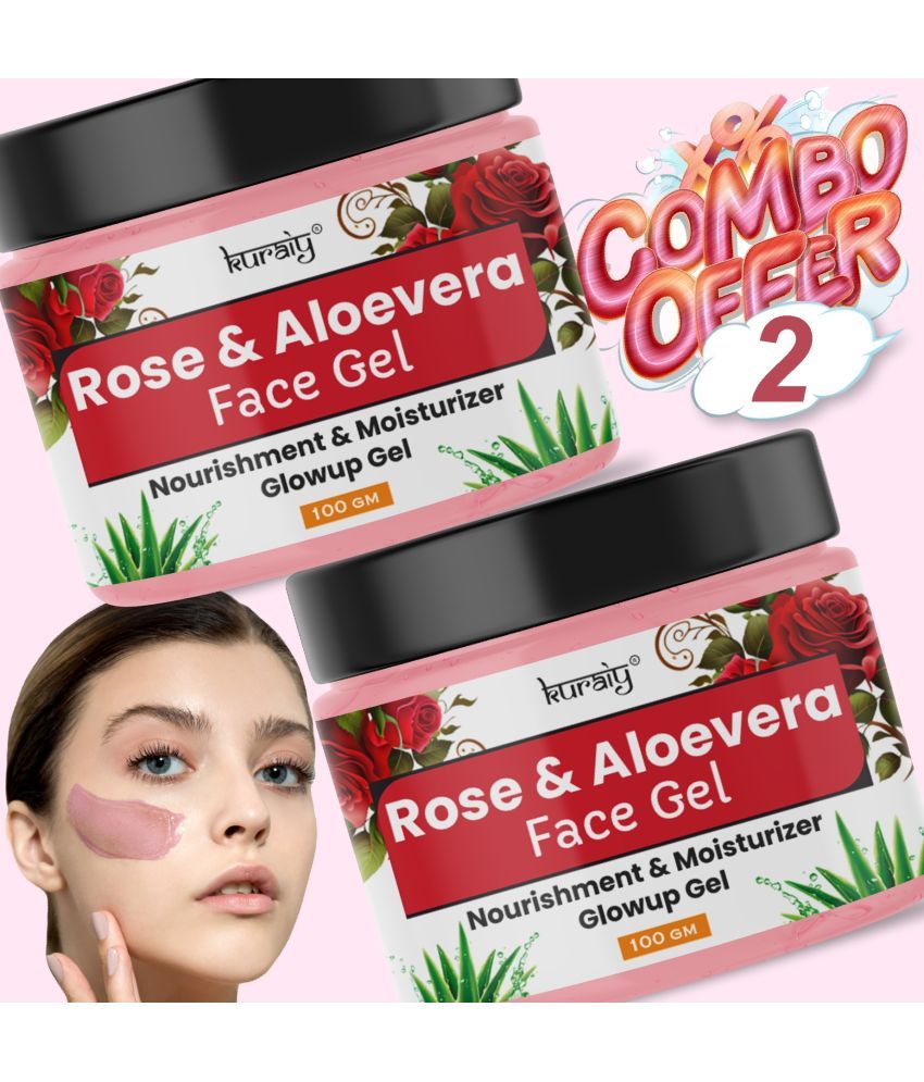     			KURAIY Rose & Aloe Vera Nourishment And Glow Up Face Gel for All Skin Types 100g Pack of 2