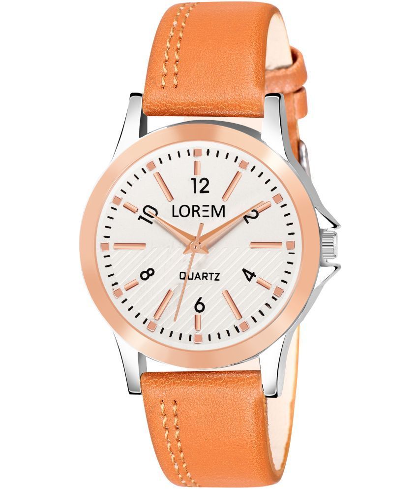     			Lorem Tan Leather Analog Womens Watch