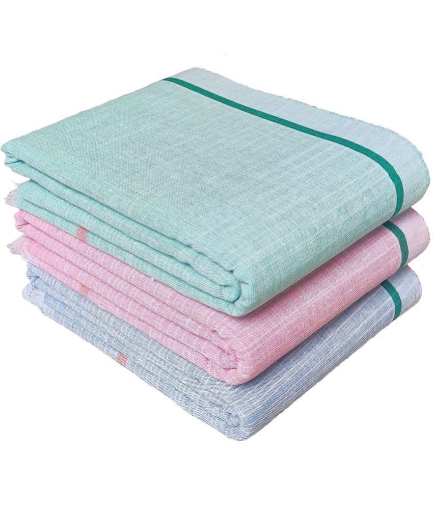     			Mk weaves Cotton Solid Below 300 -GSM Bath Towel ( Pack of 3 ) - Multicolor
