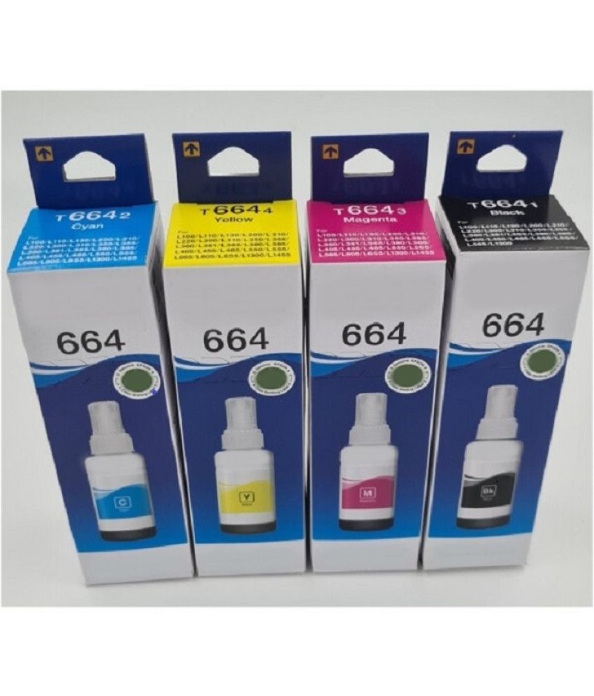     			TEQUO T664 Ink For L550 Multicolor Pack of 4 Cartridge for L220/ L550/ L355/ L110/ L210/ L300/ L360/ L350/ L380/ L100/ L200/ L565/ L555/ L130/ L1300