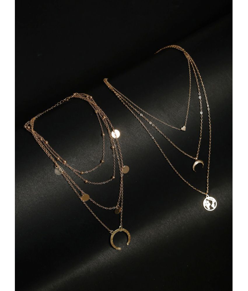     			YOUBELLA Gold Alloy Necklace Set ( Pack of 2 )