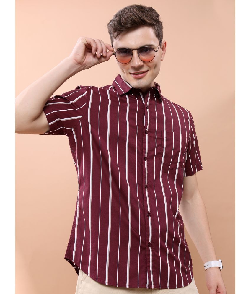     			Ketch 100% Cotton Slim Fit Printed Half Sleeves Men's Casual Shirt - Burgundy ( Pack of 1 )