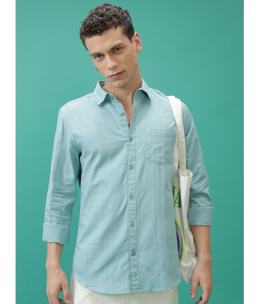     			Ketch 100% Cotton Slim Fit Solids Full Sleeves Men's Casual Shirt - Turquoise ( Pack of 1 )