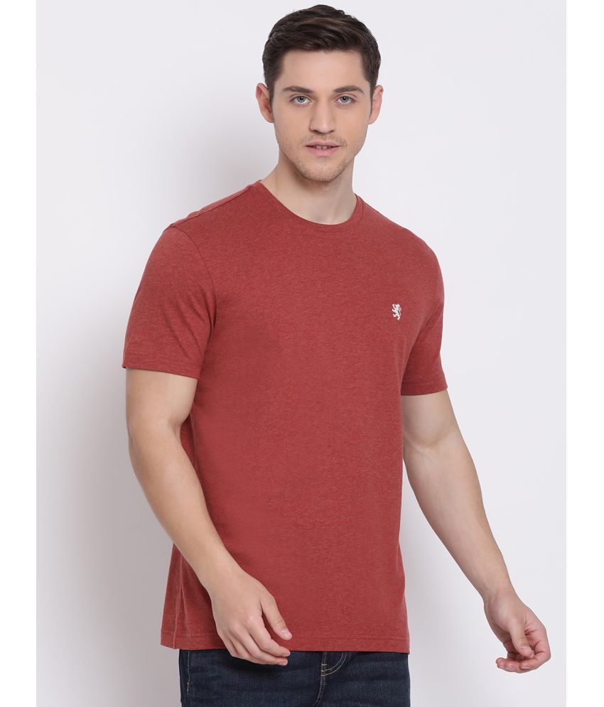     			Red Tape 100% Cotton Regular Fit Self Design Half Sleeves Men's T-Shirt - Rust ( Pack of 1 )