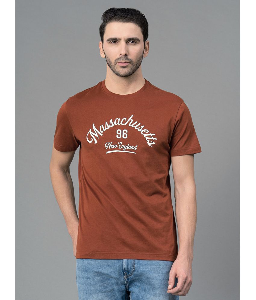     			Red Tape 100% Cotton Regular Fit Printed Half Sleeves Men's T-Shirt - Rust ( Pack of 1 )