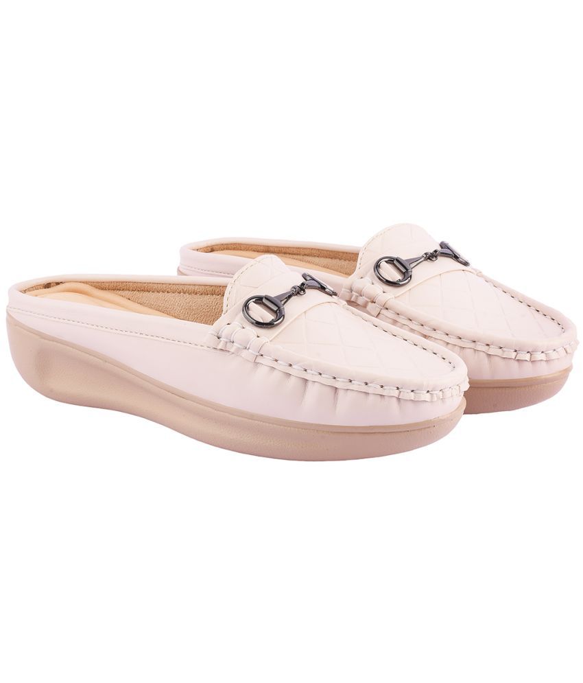     			Shoetopia Cream Women's Mules Shoes
