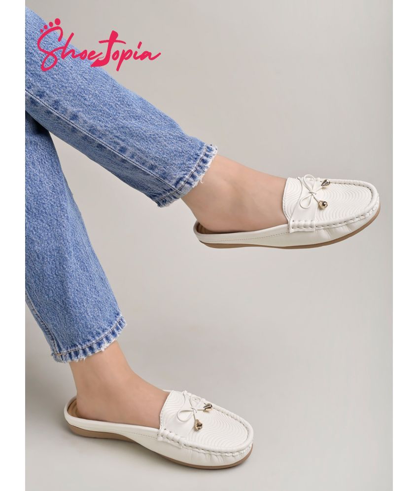     			Shoetopia White Women's Mules Shoes