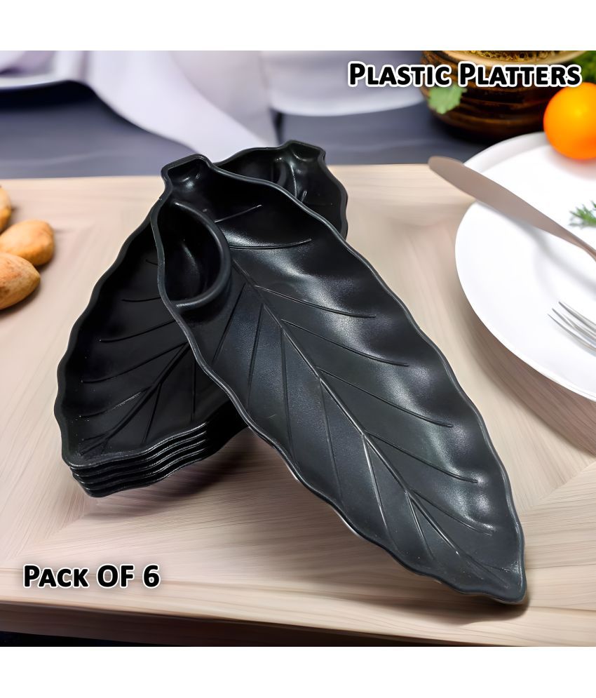     			kitchrox 6 Pcs Plastic Black Platter