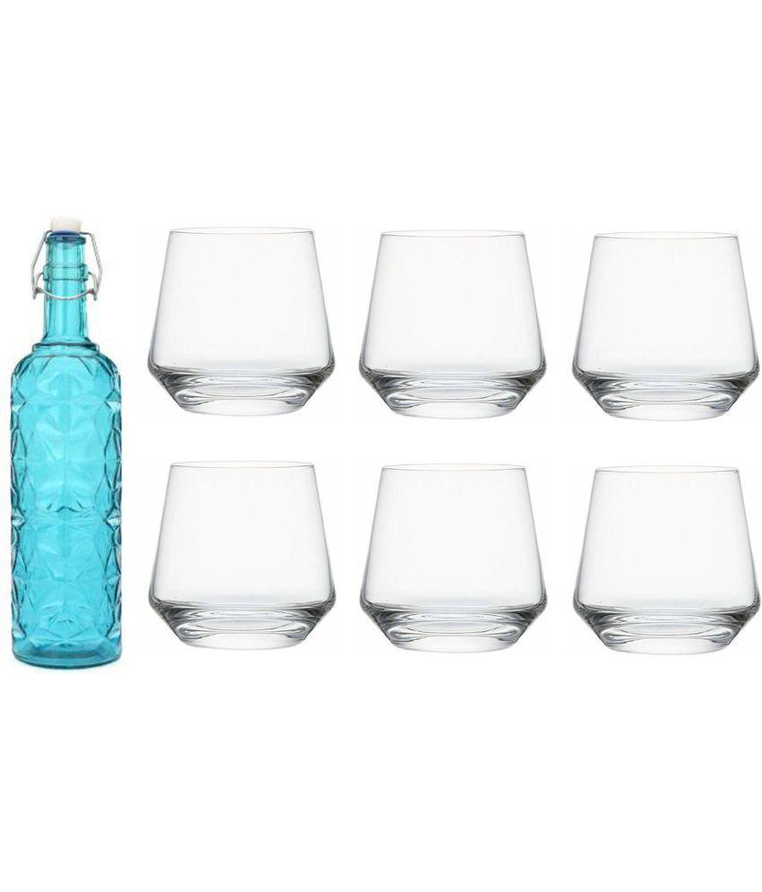     			AFAST Bottle Glass Blue Glass Water Bottle 1000 mL ( Set of 7 )