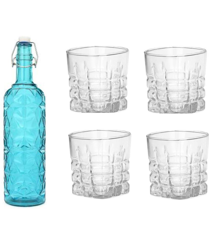     			AFAST Bottle Glass Blue Glass Water Bottle 1000 mL ( Set of 5 )