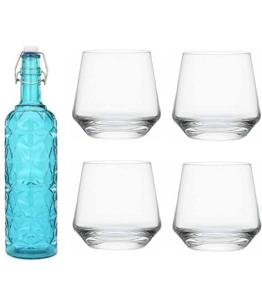     			AFAST Bottle Glass Blue Glass Water Bottle 1000 mL ( Set of 5 )