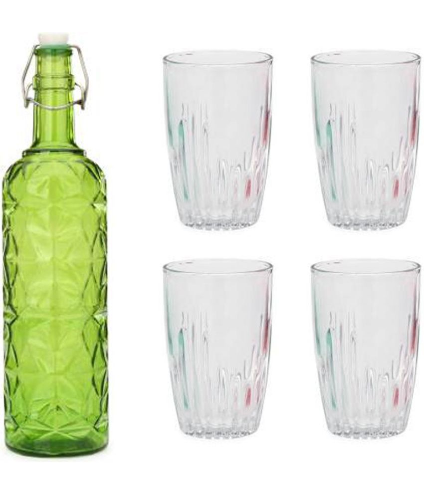     			AFAST Bottle Glass Green Glass Water Bottle 1000 mL ( Set of 5 )