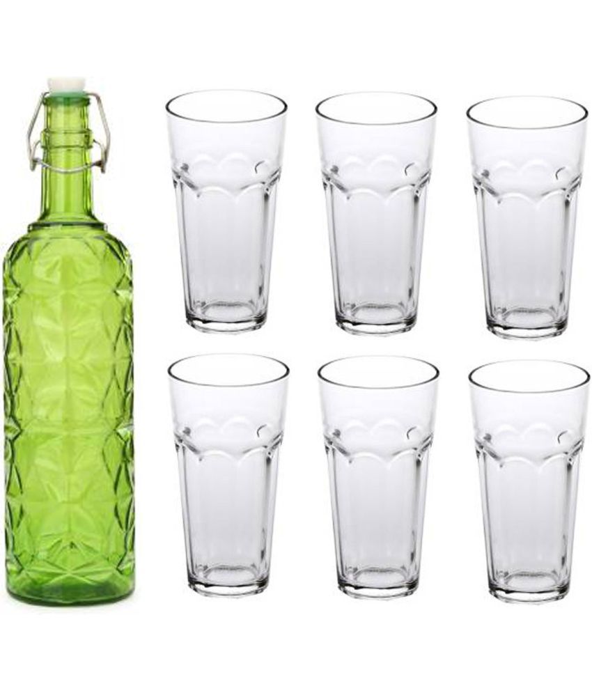     			AFAST Bottle Glass Green Glass Water Bottle 1000 mL ( Set of 7 )