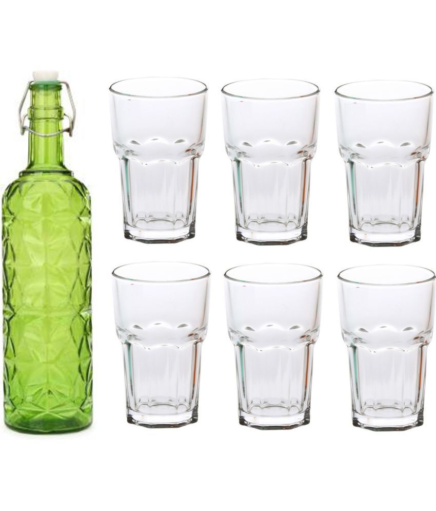     			AFAST Bottle Glass Green Glass Water Bottle 1000 mL ( Set of 7 )