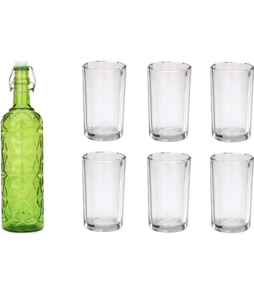     			AFAST Bottle Glass Green Glass Water Bottle 1000 mL ( Set of 7 )