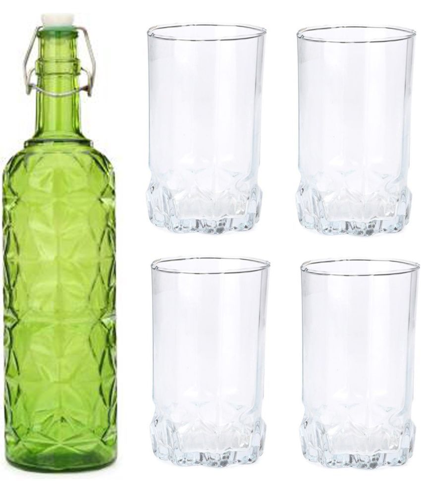     			AFAST Bottle Glass Green Glass Water Bottle 1000 mL ( Set of 5 )