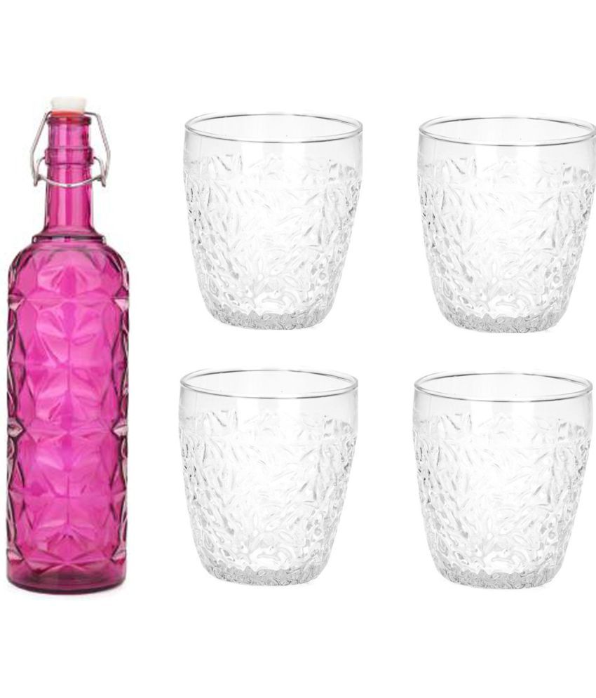     			AFAST Bottle Glass Pink Glass Water Bottle 1000 mL ( Set of 5 )