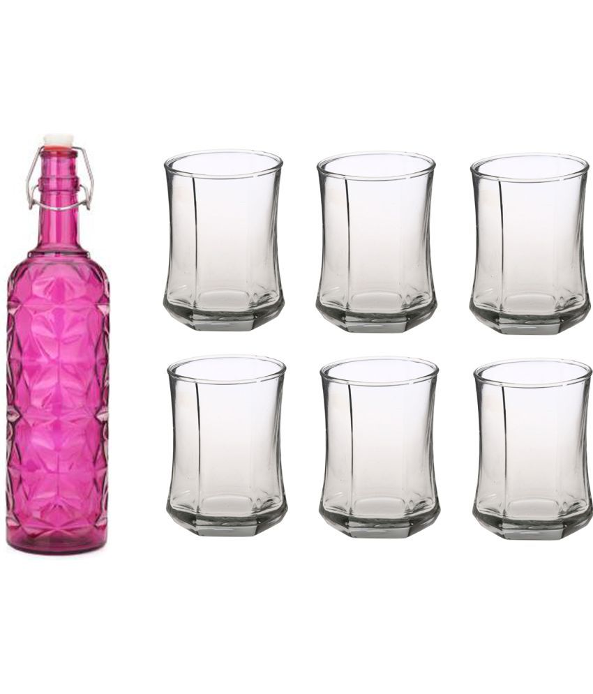     			AFAST Bottle Glass Pink Glass Water Bottle 1000 mL ( Set of 7 )