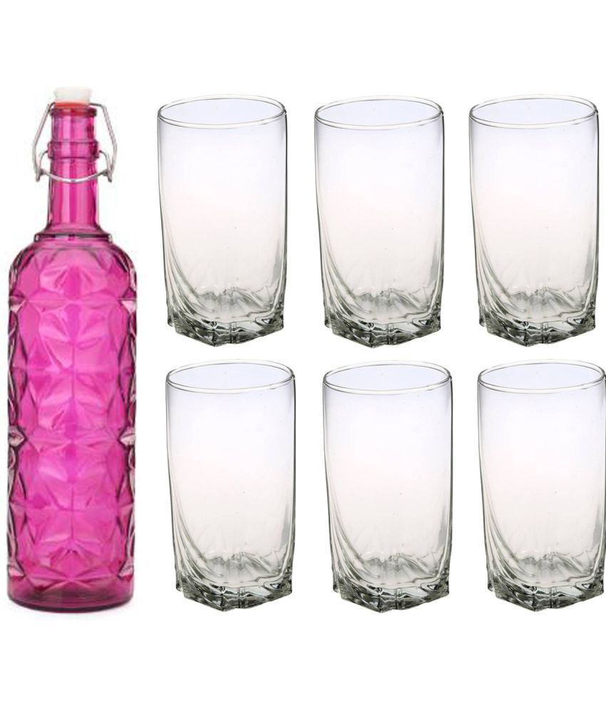     			AFAST Bottle Glass Pink Glass Water Bottle 1000 mL ( Set of 7 )