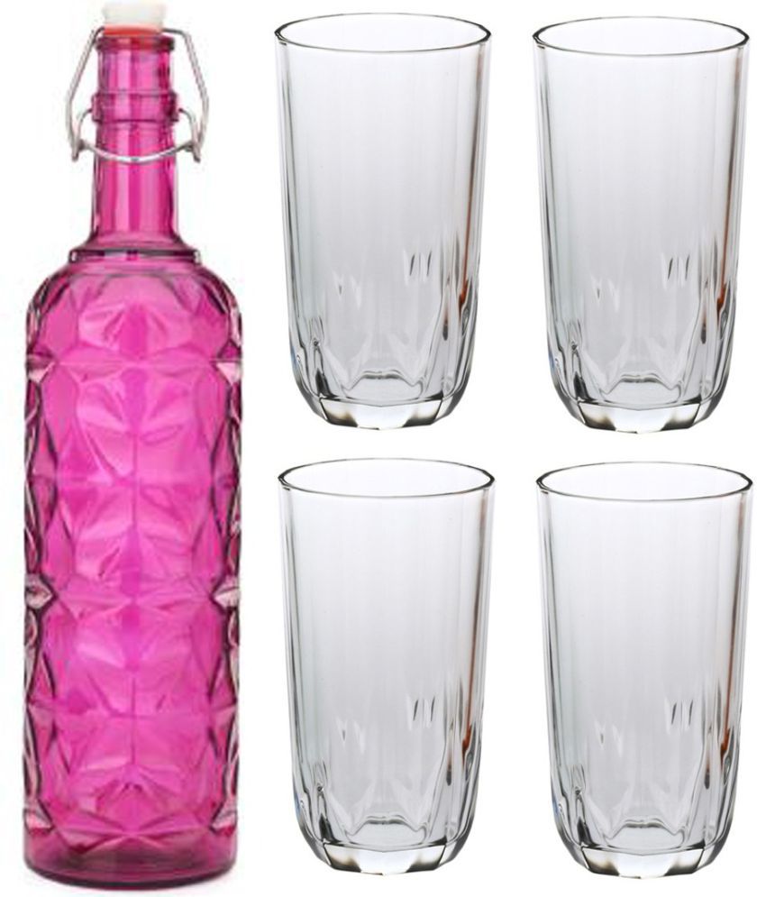     			AFAST Bottle Glass Pink Glass Water Bottle 1000 mL ( Set of 5 )