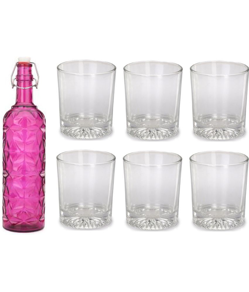     			AFAST Bottle Glass Pink Glass Water Bottle 1000 mL ( Set of 7 )