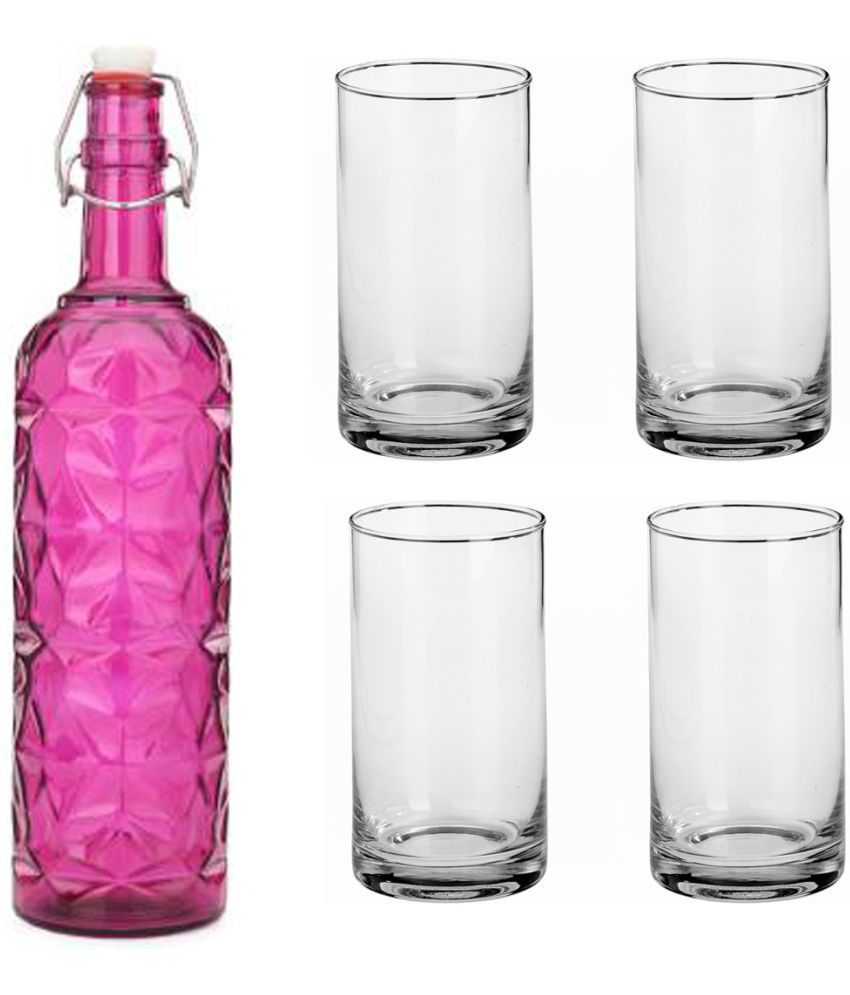     			AFAST Bottle Glass Pink Glass Water Bottle 1000 mL ( Set of 5 )