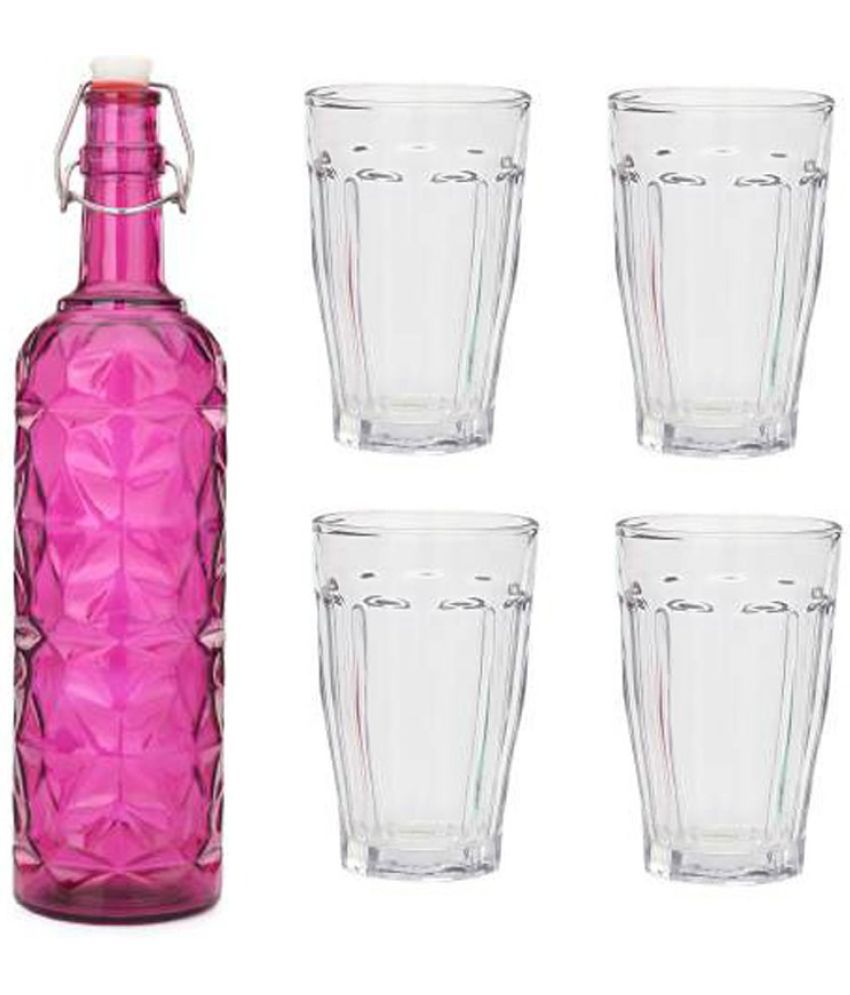     			AFAST Bottle Glass Pink Glass Water Bottle 1000 mL ( Set of 5 )