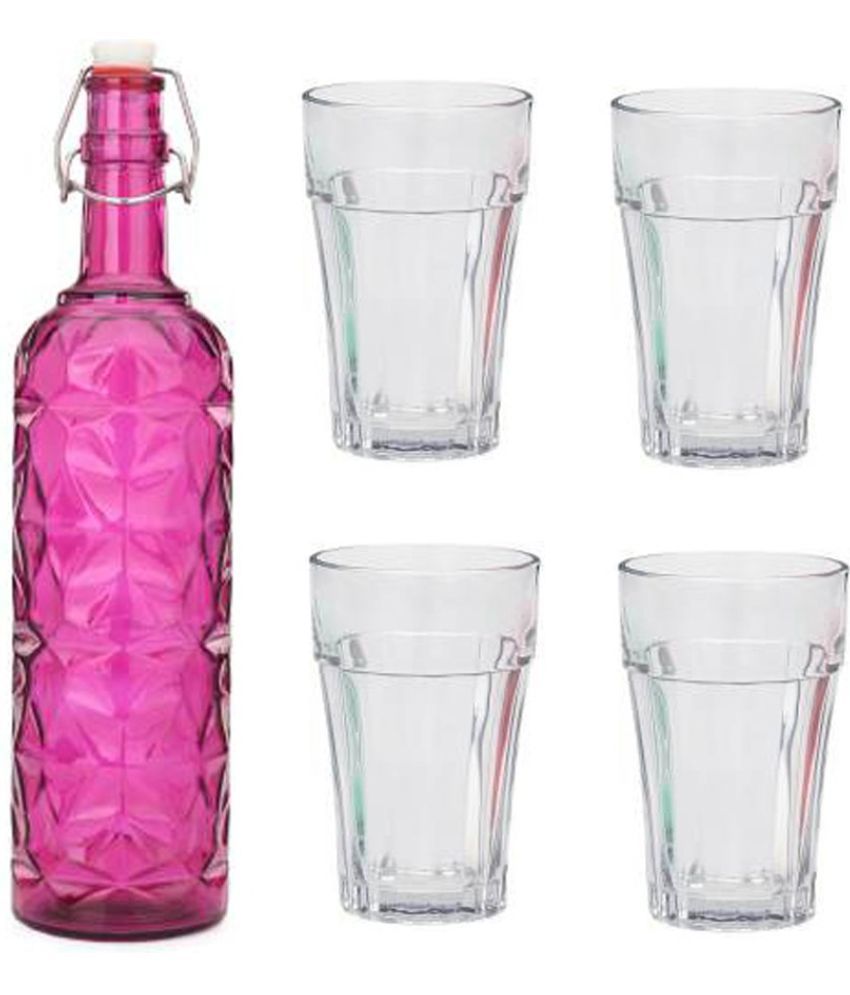     			AFAST Bottle Glass Pink Glass Water Bottle 1000 mL ( Set of 5 )