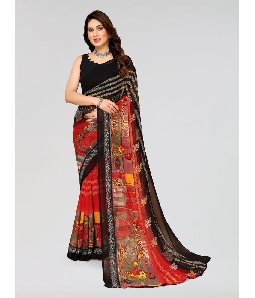     			ANAND SAREES Chiffon Printed Saree With Blouse Piece - Red ( Pack of 1 )