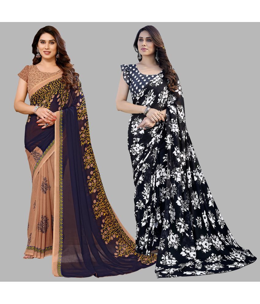     			ANAND SAREES Georgette Printed Saree With Blouse Piece - Multicolour ( Pack of 2 )