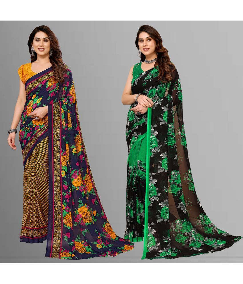     			ANAND SAREES Georgette Printed Saree With Blouse Piece - Multicolour ( Pack of 2 )