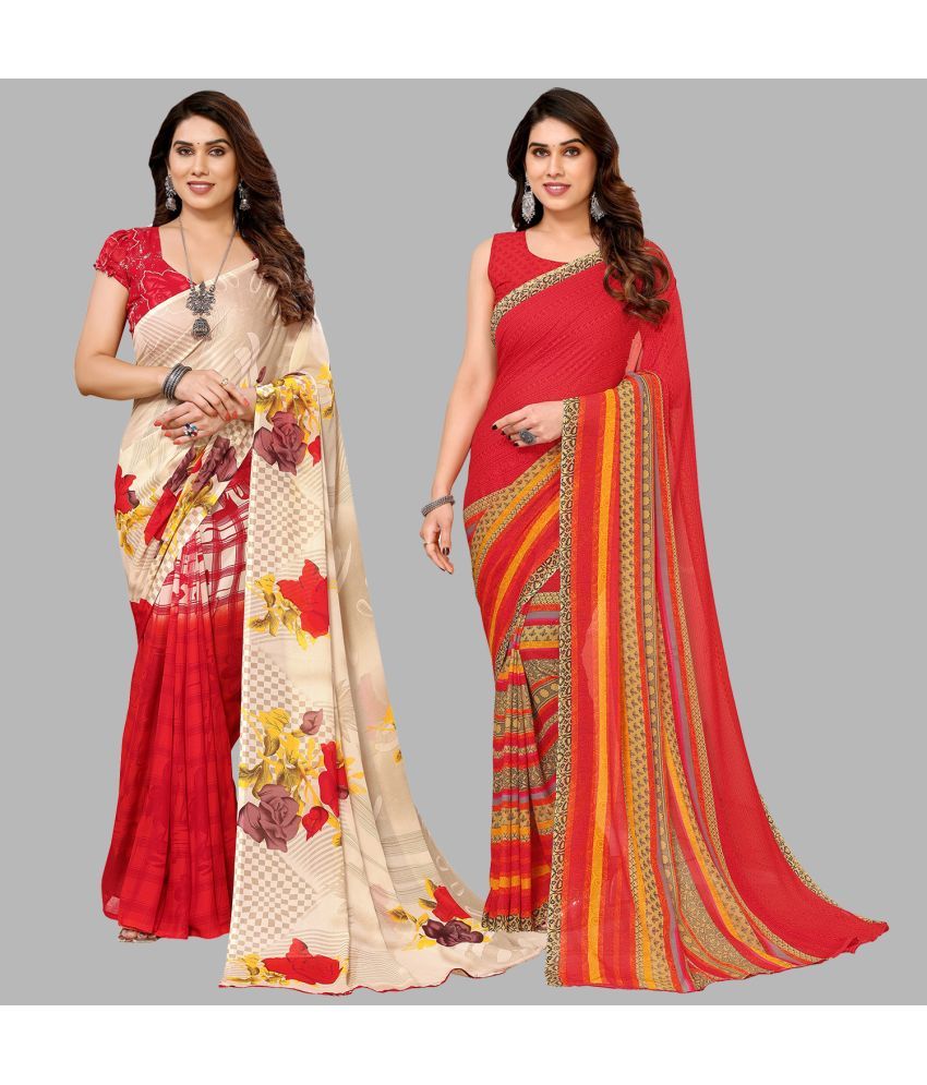     			ANAND SAREES Georgette Printed Saree With Blouse Piece - Multicolour ( Pack of 2 )