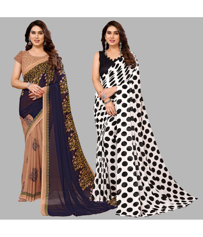     			ANAND SAREES Georgette Printed Saree With Blouse Piece - Multicolour ( Pack of 2 )