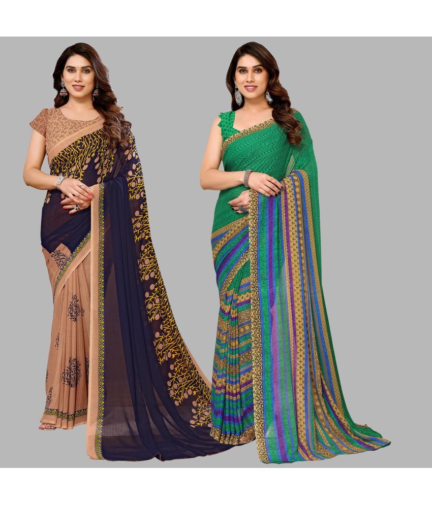     			ANAND SAREES Georgette Printed Saree With Blouse Piece - Multicolour ( Pack of 2 )