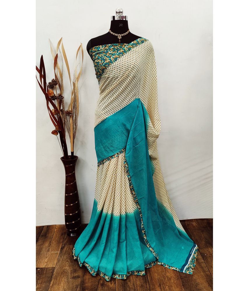     			ANAND SAREES Georgette Printed Saree With Blouse Piece - Blue ( Pack of 1 )