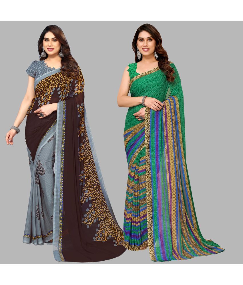     			ANAND SAREES Georgette Printed Saree With Blouse Piece - Multicolour ( Pack of 2 )