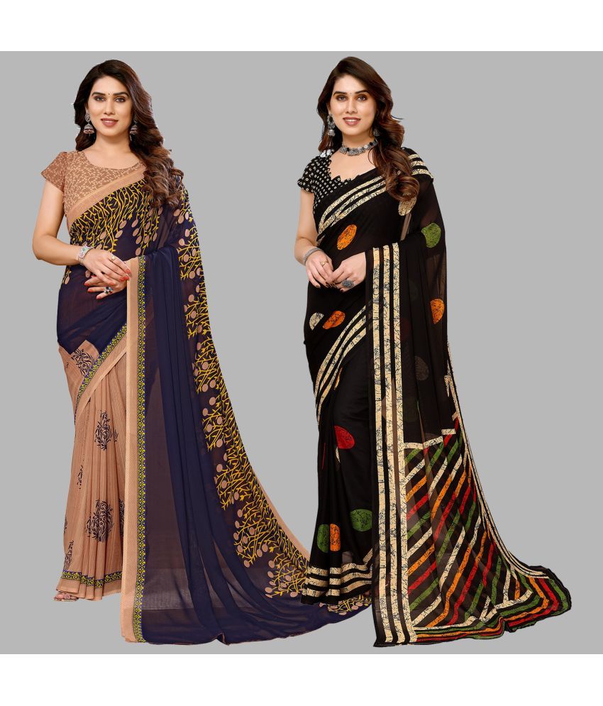     			ANAND SAREES Georgette Printed Saree With Blouse Piece - Multicolour ( Pack of 2 )