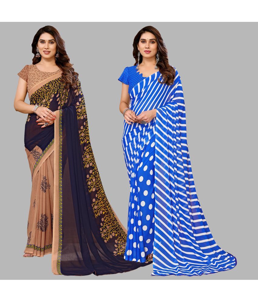     			ANAND SAREES Georgette Printed Saree With Blouse Piece - Multicolour ( Pack of 2 )