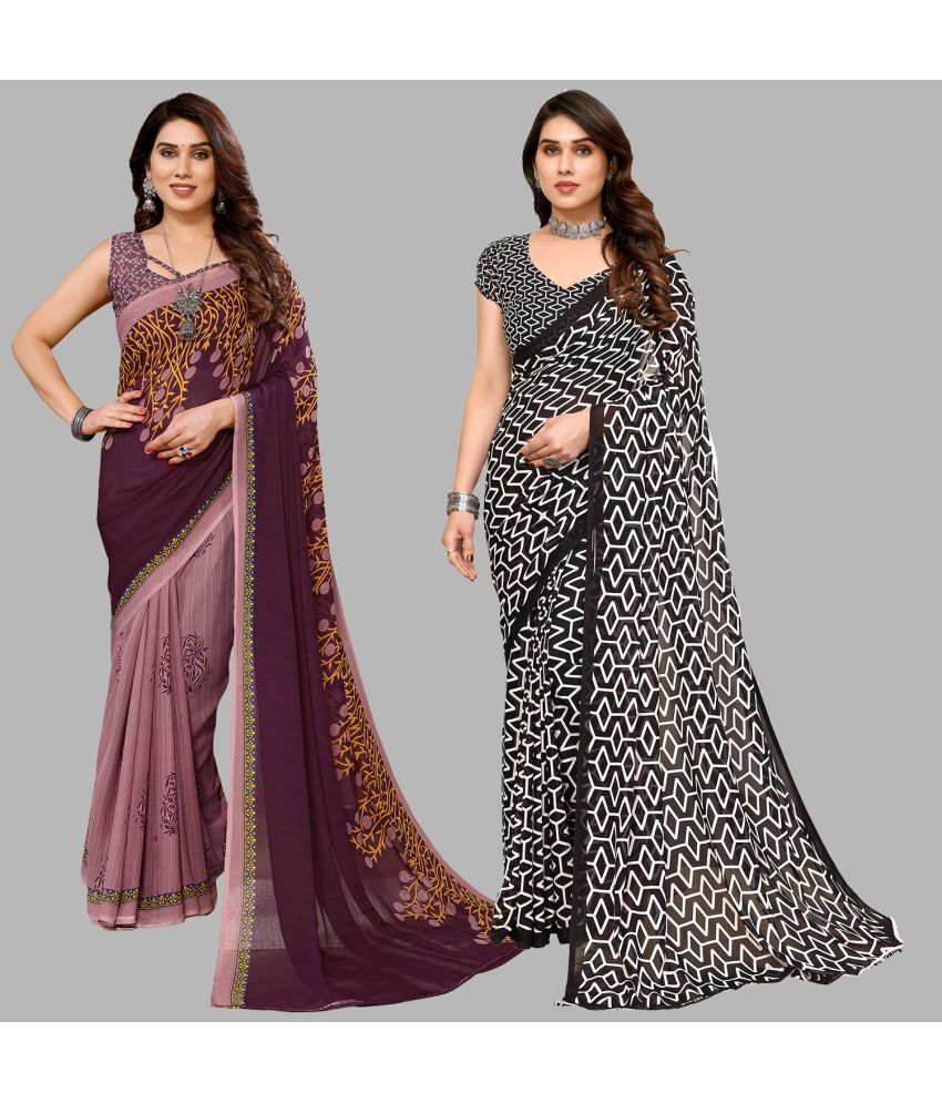     			ANAND SAREES Georgette Printed Saree With Blouse Piece - Multicolour ( Pack of 2 )