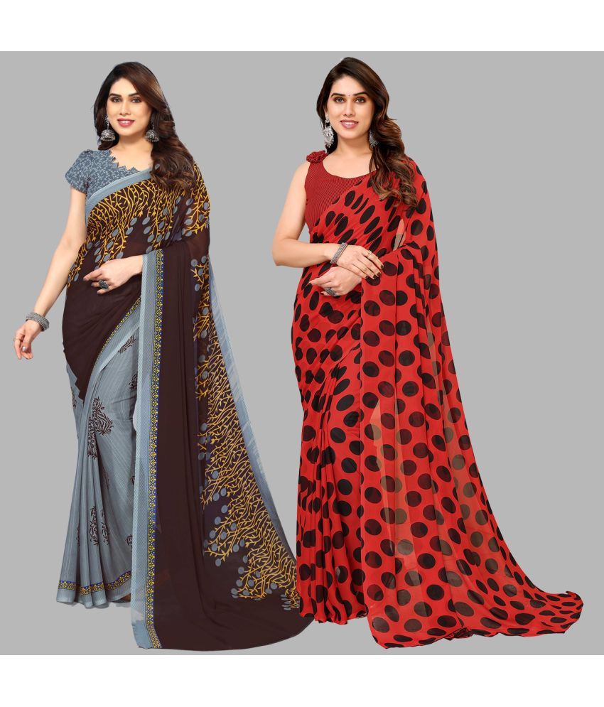     			ANAND SAREES Georgette Printed Saree With Blouse Piece - Multicolour ( Pack of 2 )