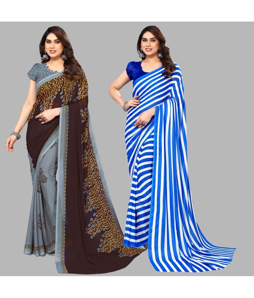     			ANAND SAREES Georgette Printed Saree With Blouse Piece - Multicolour ( Pack of 2 )