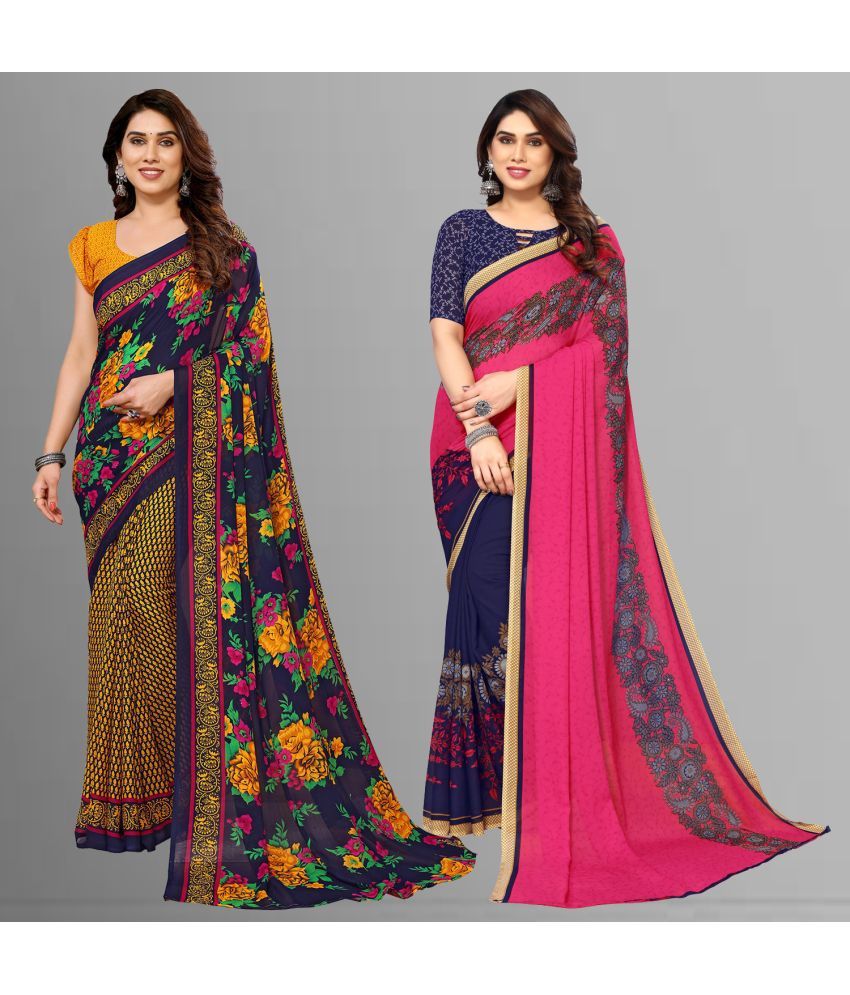     			ANAND SAREES Georgette Printed Saree With Blouse Piece - Multicolour ( Pack of 2 )