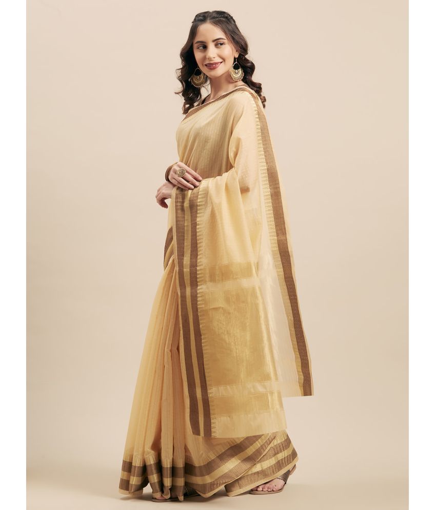     			Aarrah Art Silk Solid Saree With Blouse Piece - Beige ( Pack of 1 )