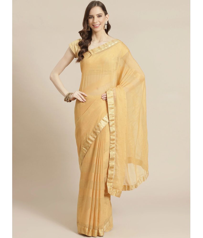     			Aarrah Brasso Striped Saree With Blouse Piece - Beige ( Pack of 1 )