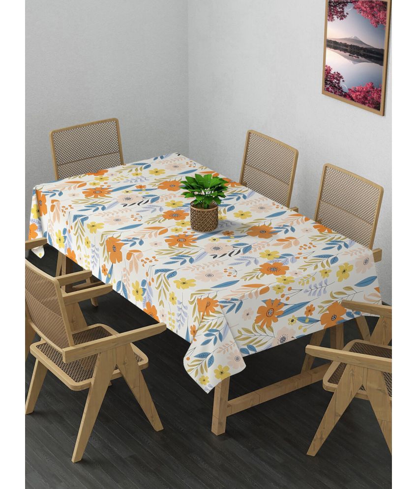     			FABINALIV Printed Cotton Blend 6 Seater Rectangle Table Cover ( 182 x 132 ) cm Pack of 1 Cream
